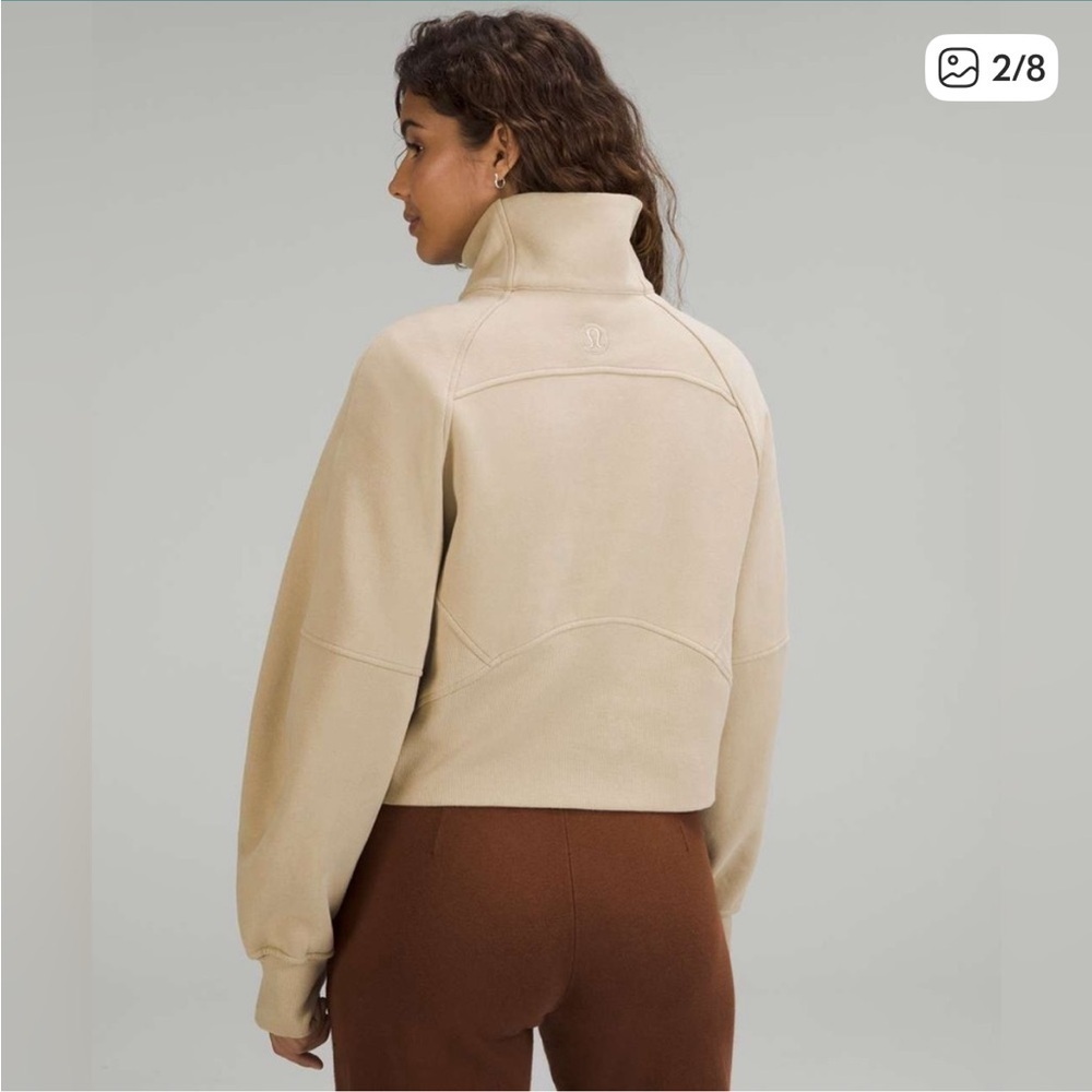 Beige tan Half-Zip Hoodie lululemon size medium large trench - Picture 3 of 11